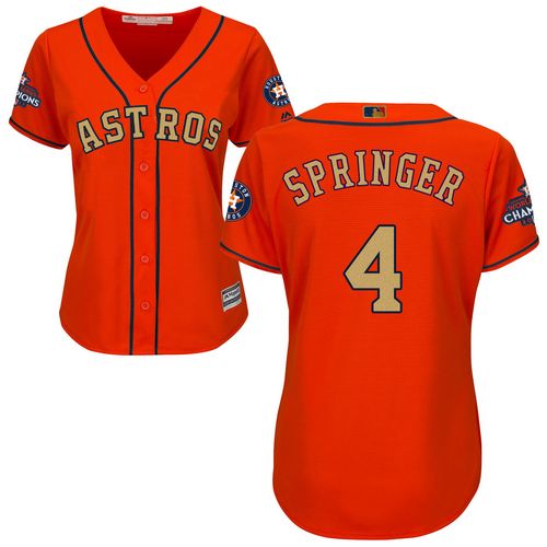 Astros #4 George Springer Orange 2018 Gold Program Cool Base Women's Stitched MLB Jersey